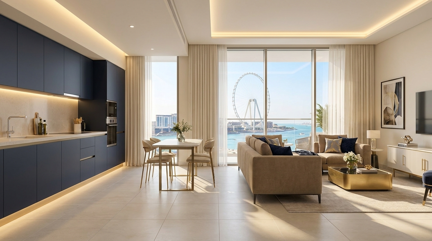 Renovated apartment interior on Bluewaters Island, Dubai